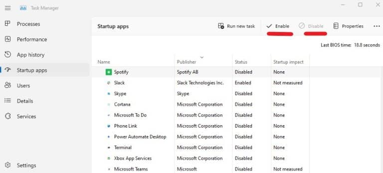 How to disable startup apps